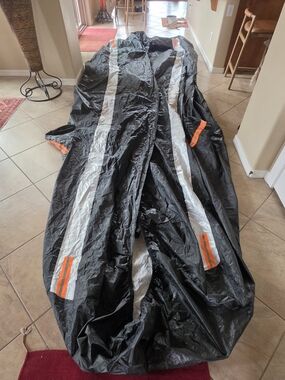 Black Vehicle Cover Reflective Orange Accents Water Resistant Soft Lining EUC